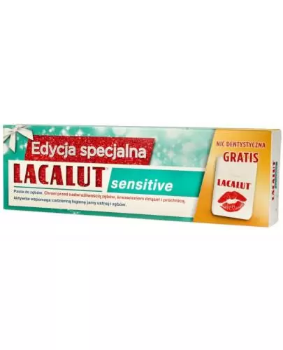 Lacalut Sensitive pasta do zębów 100 ml + nić dentystyczna zdjęcie