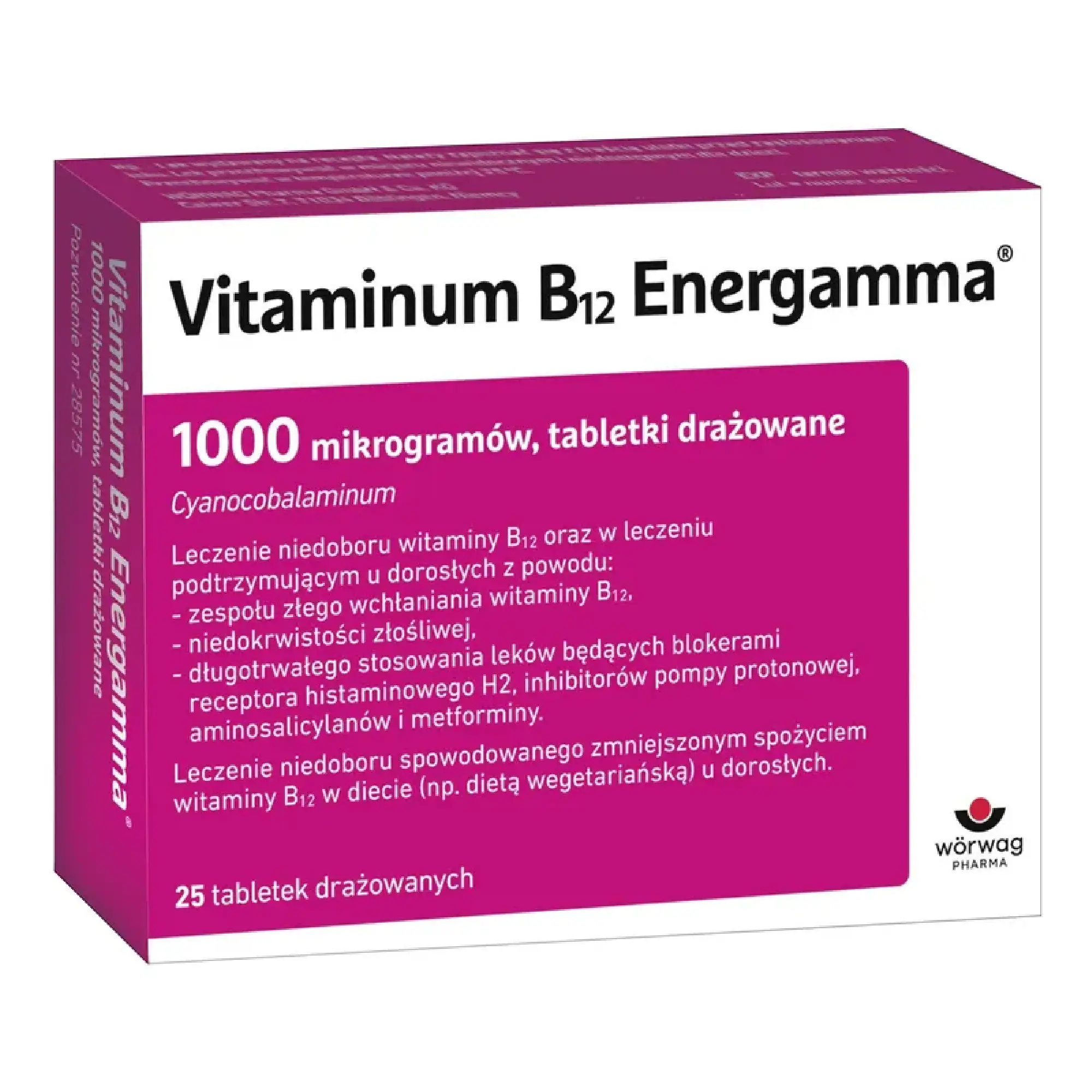 Vitaminum B12 Energamma, 25 tabletek drażowanych zdjęcie