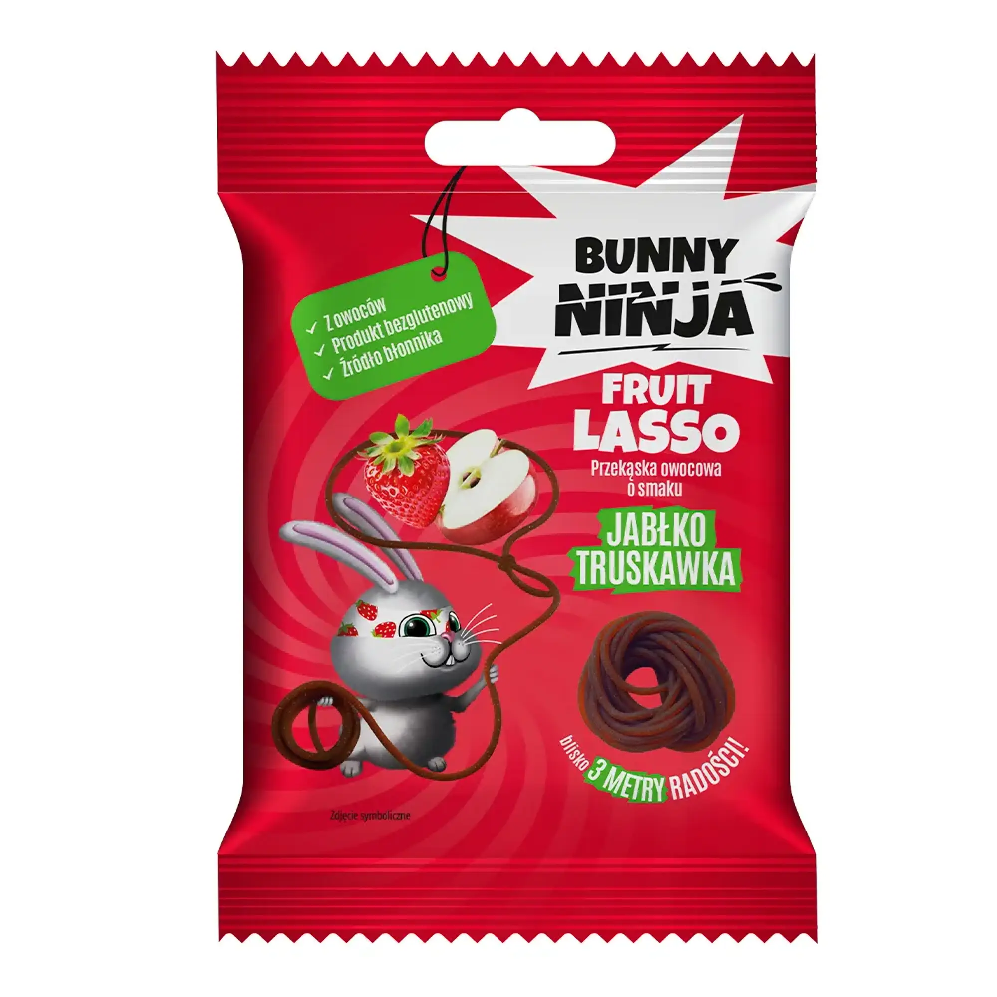 Bunny Ninja przekąska owocowa Fruit Lasso, jabłko-truskawka 20 g zdjęcie