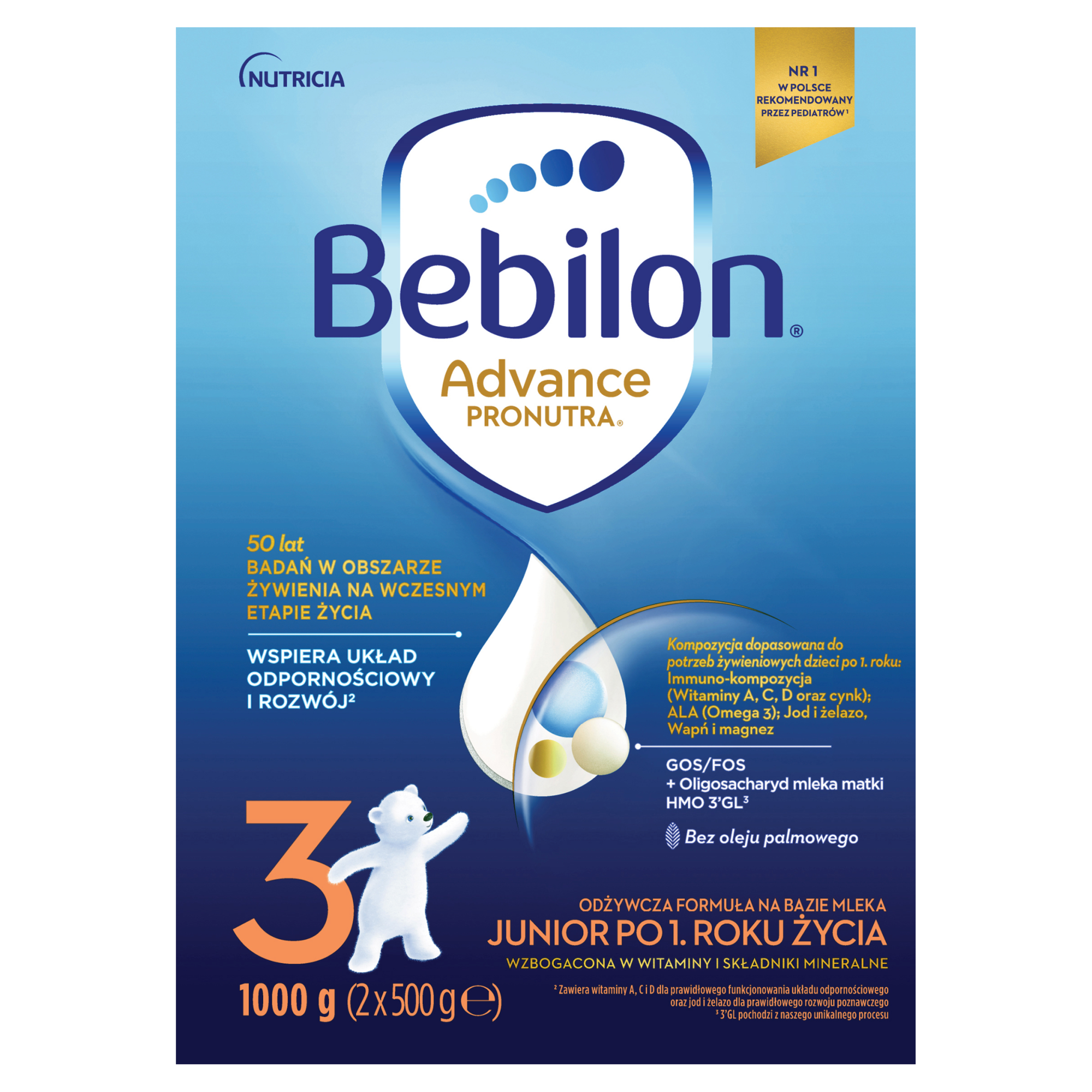 Bebilon 3 Pronutra Advance mleko modyfikowane powyżej 1 roku 1000 g zdjęcie