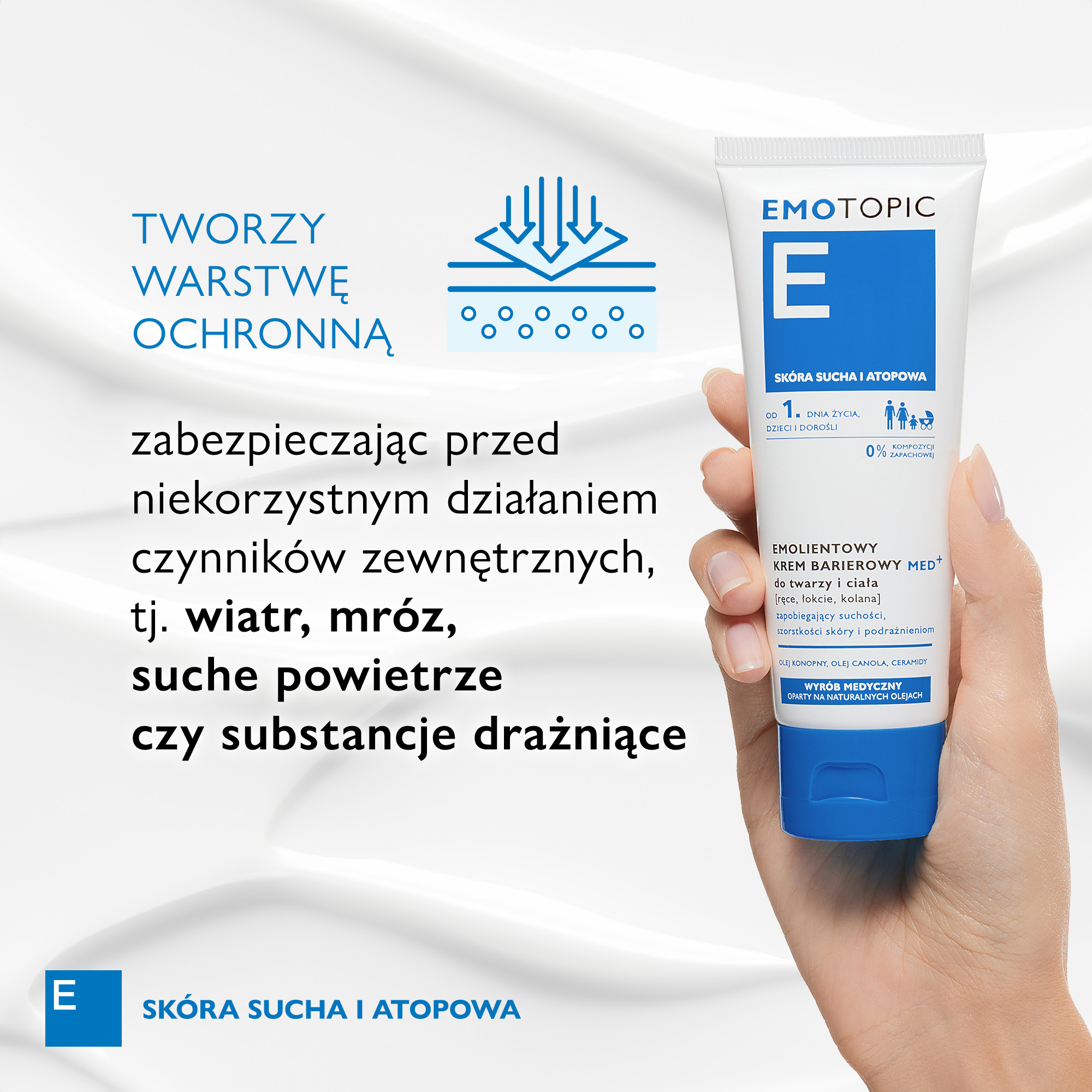 Emotopic emolientowy krem barierowy MED+ do twarzy i ciała do codziennego stosowania 75 ml