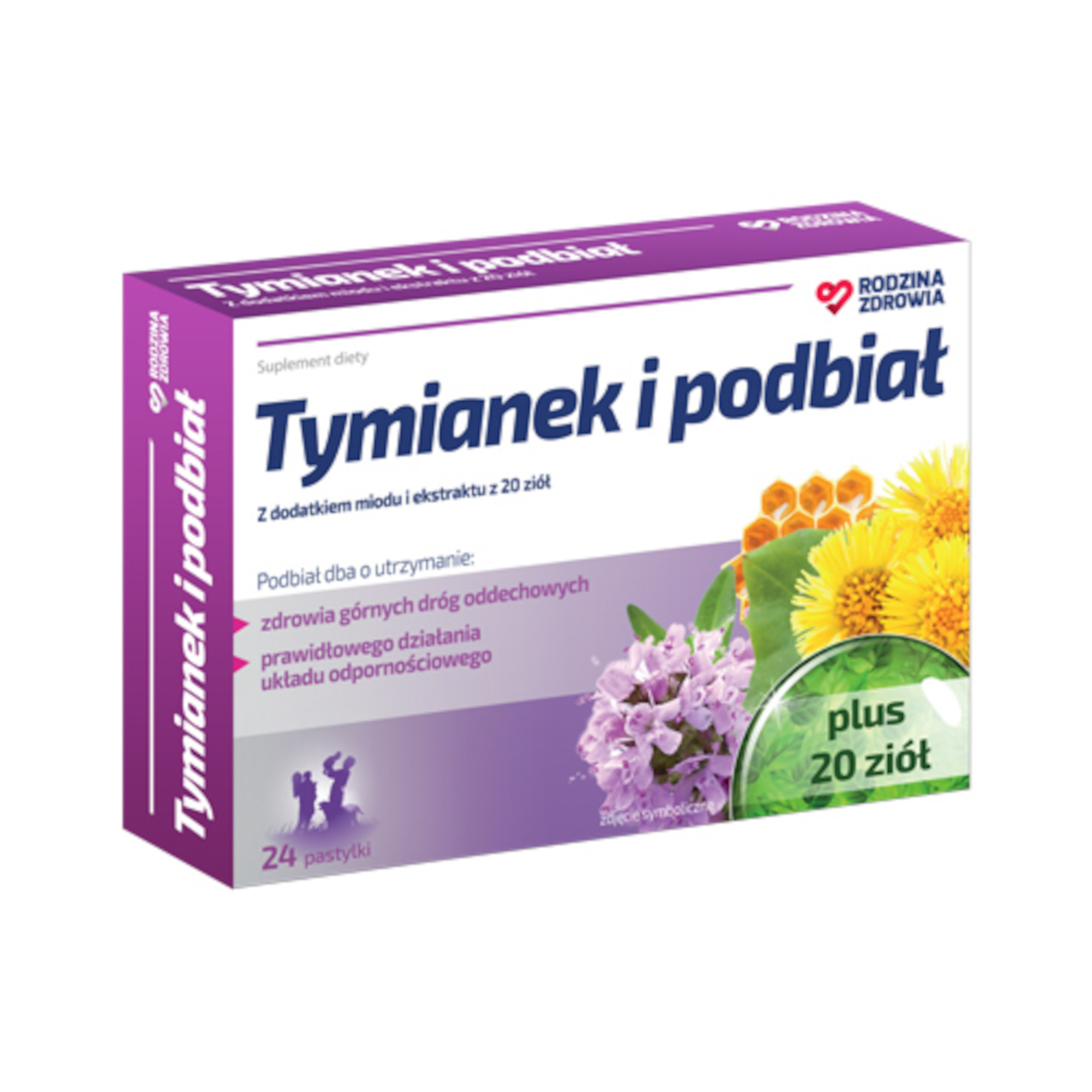 Rodzina Zdrowia Tymianek i podbiał, pastylki do ssania, 24 sztuk zdjęcie