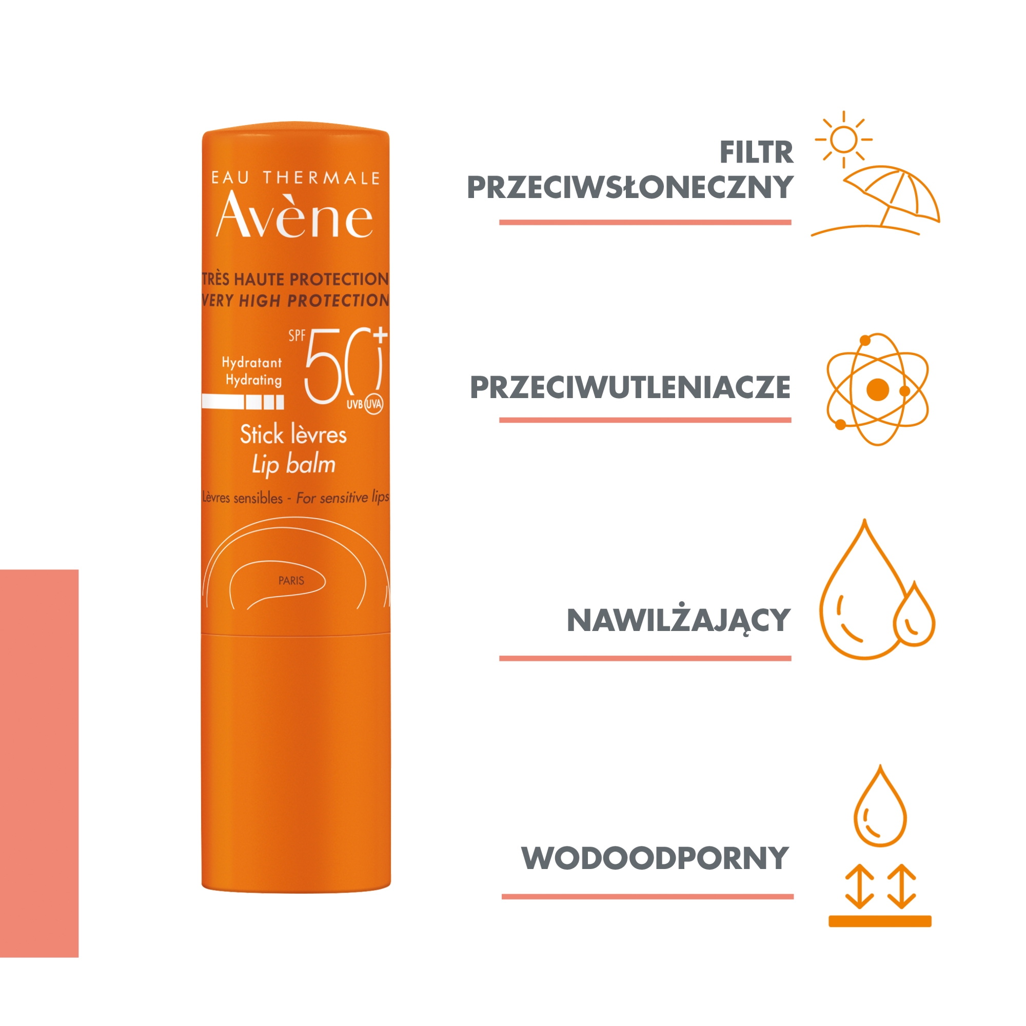 Avene pomadka do ust bardzo wysoka ochrona SPF 50+ 3 g