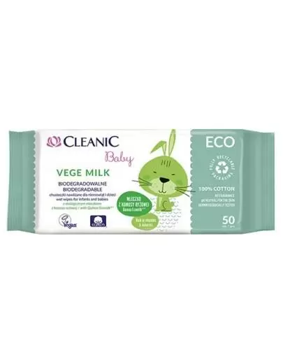 Cleanic Baby ECO Vege Milk nawilżane chusteczki dla niemowląt i dzieci 50 sztuk zdjęcie
