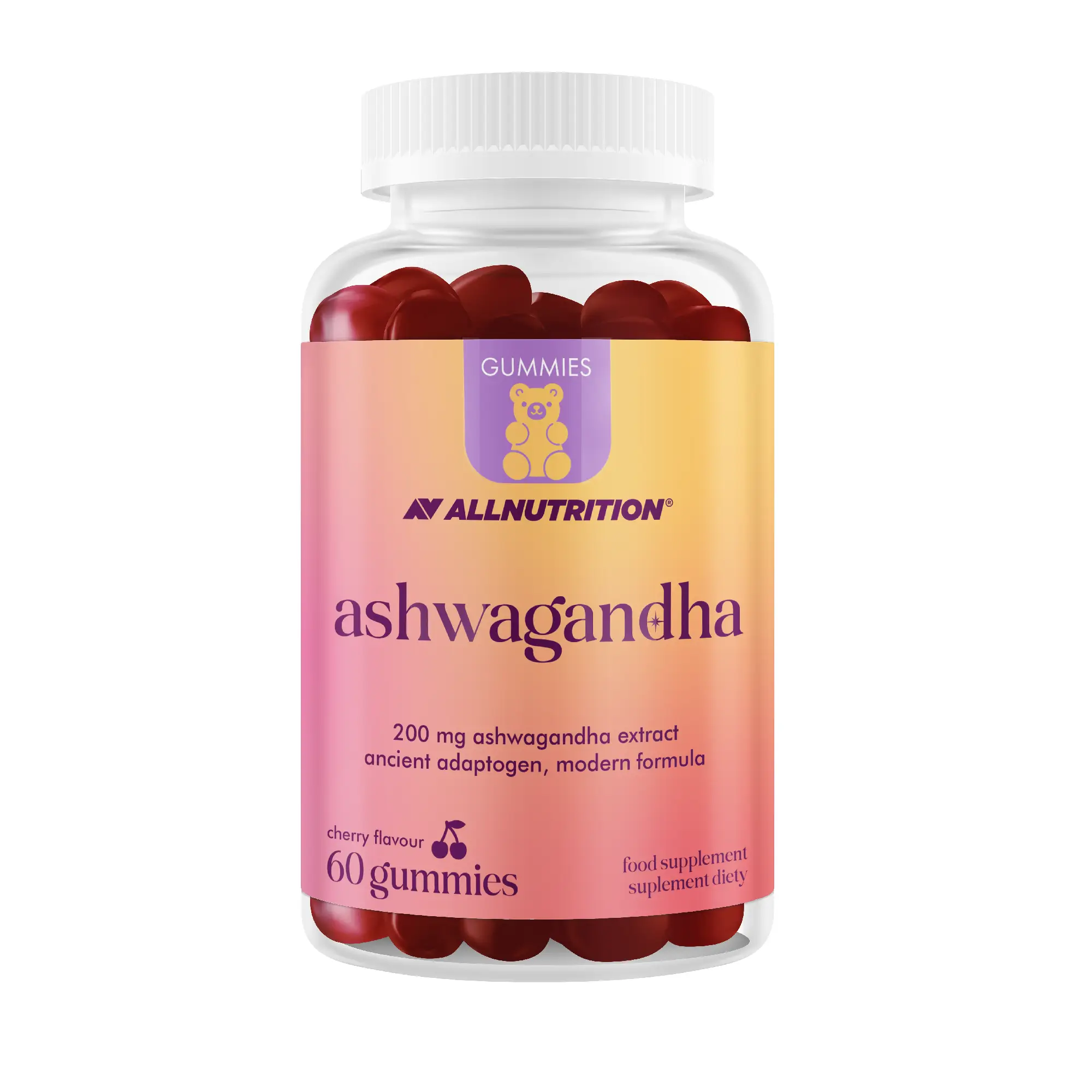 Allnutrition Gummies Ashwagandha Cherry, wiśniowy, 60 sztuk zdjęcie