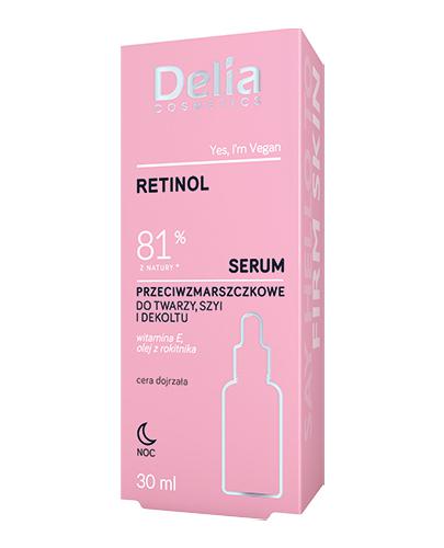 Delia Cosmetics Retinol Serum przeciwzmarszczkowe do twarzy szyi i dekoltu na noc, 30 ml, cena, opinie, skład zdjęcie