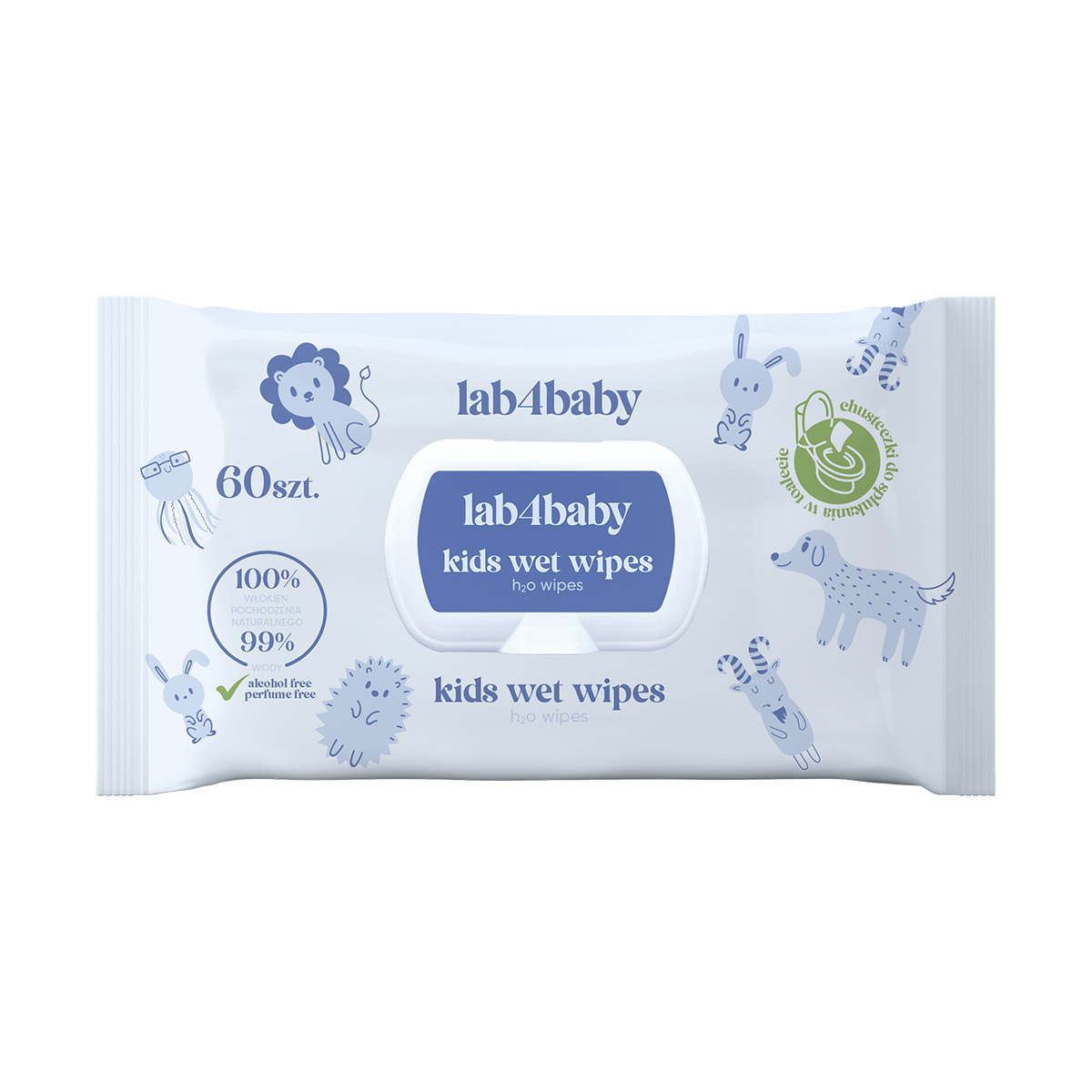 Lab4baby H2O wipes kids wet wipes, 60 sztuk zdjęcie
