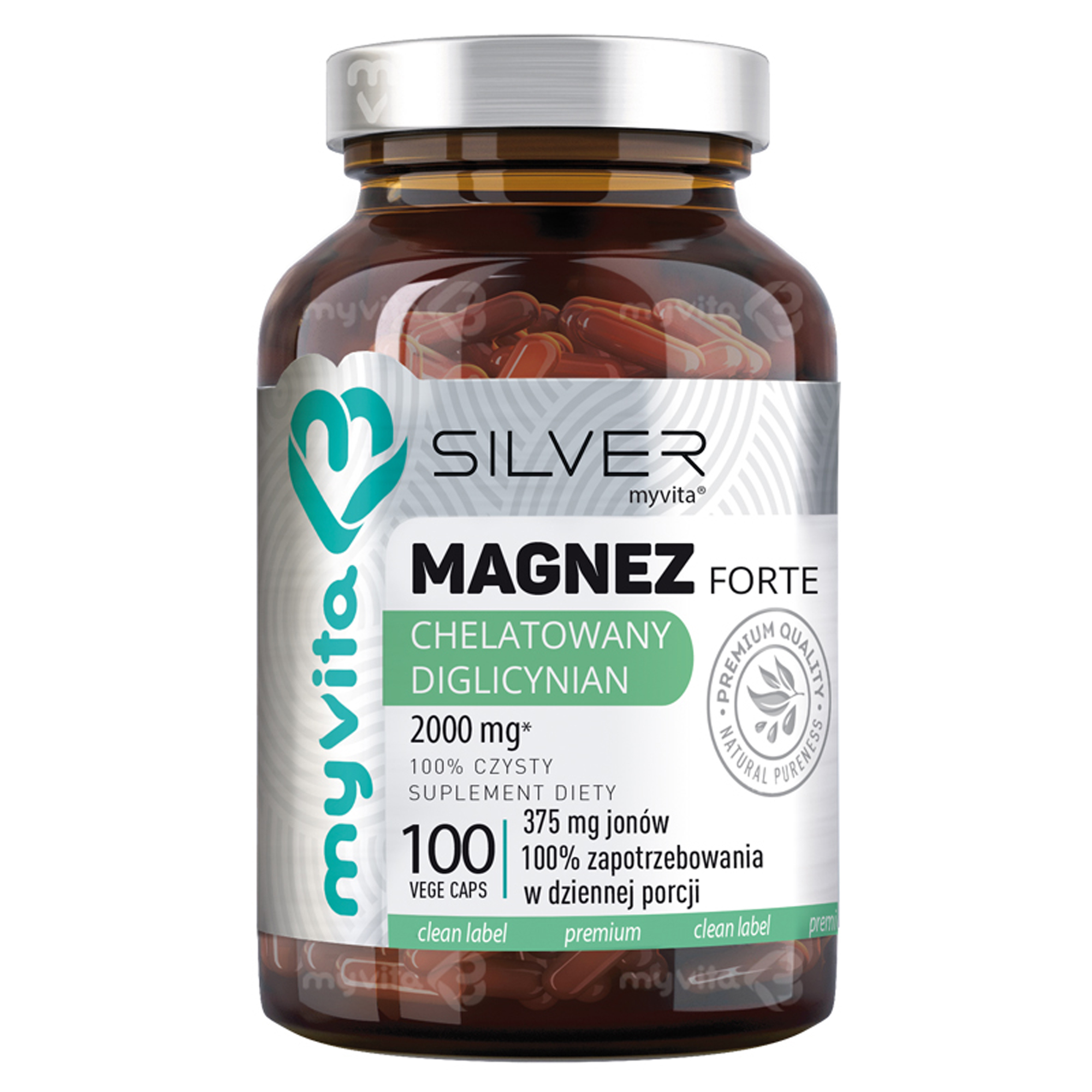 MyVita, Magnez Forte Chelatowany Diglicynian Silver Pure 100%, kapsułki, 100 sztuk