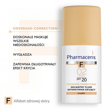 Pharmaceris F, delikatny fluid intensywnie kryjący, Sand 02, SPF 20, 30 ml