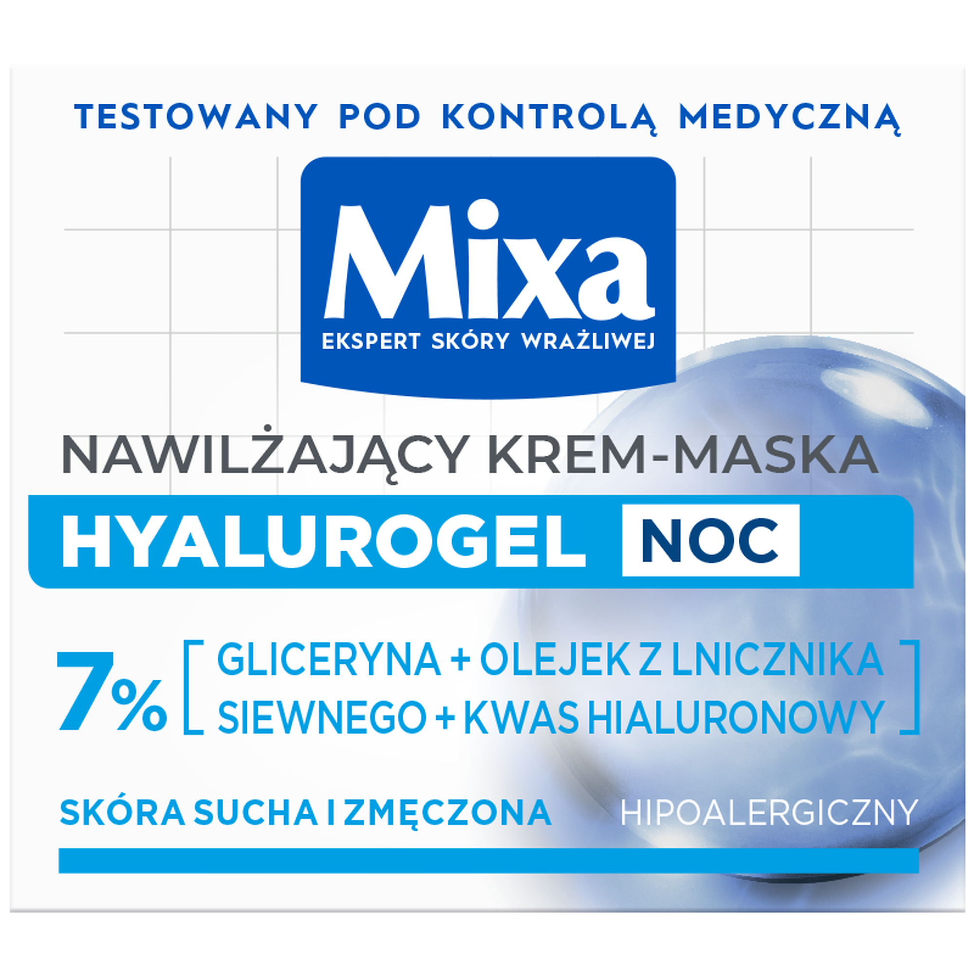 Mixa Hyalurogel Noc Nawilżający krem-maska, 50 ml