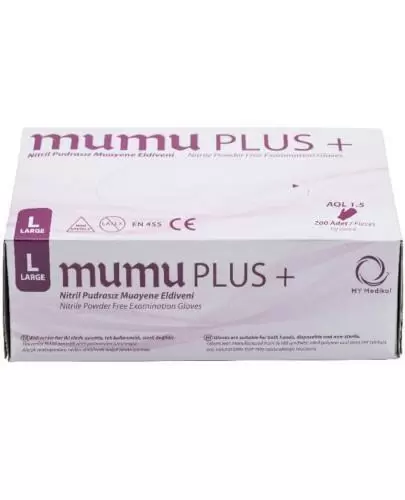 Mumu Plus+ rękawice nitrylowe bezpudrowe rozmiar L 200 sztuk zdjęcie