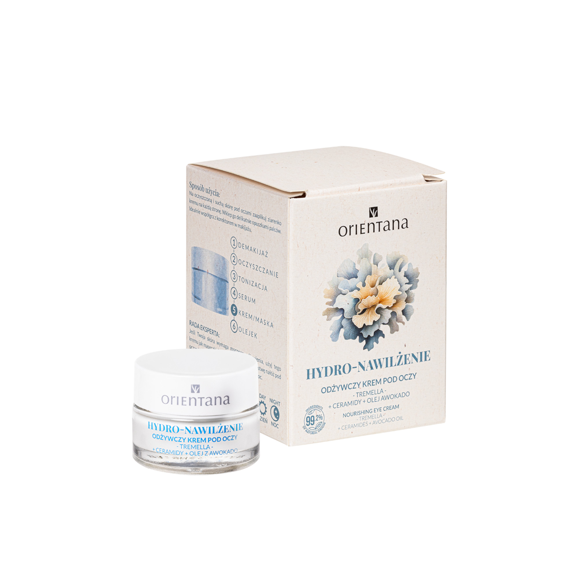 Orientana Hydro Nawilżenie Krem odżywczy pod oczy tremella, ceramidy, olej awokado, 15 ml zdjęcie