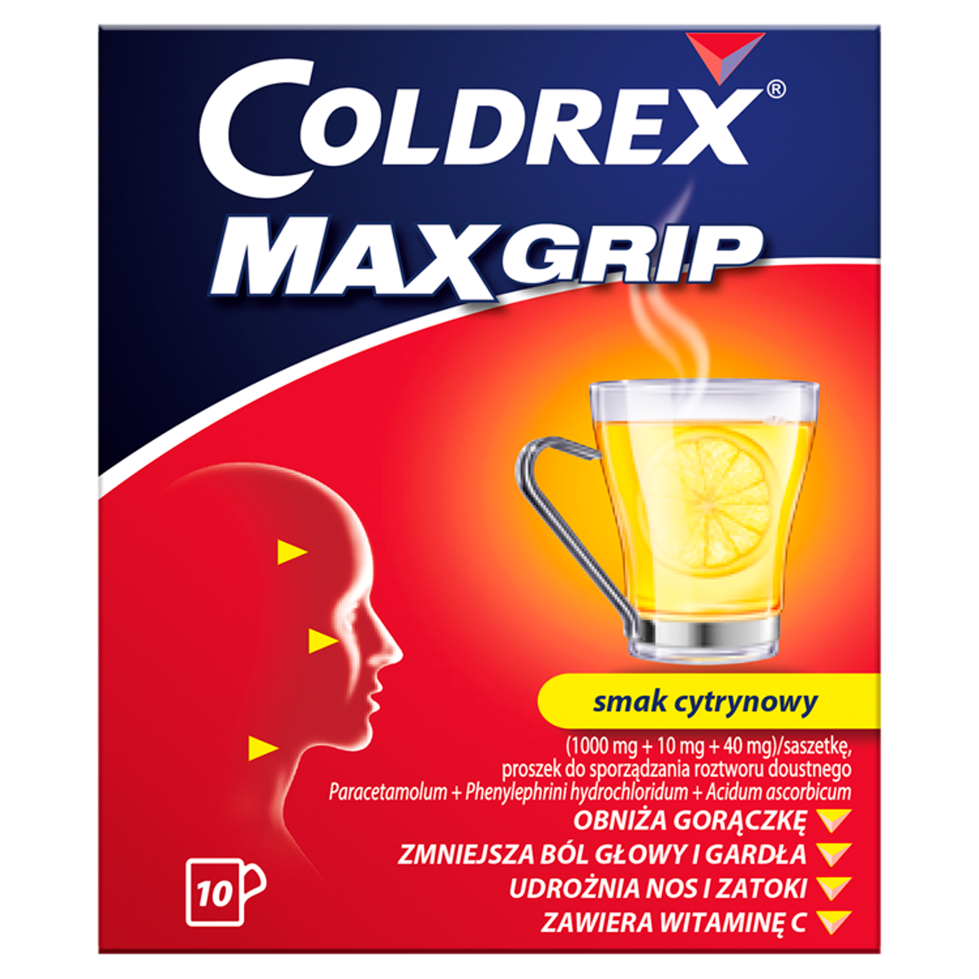 COLDREX MAXGRIP O smaku cytrynowym, saszetki, 10 sztuk zdjęcie