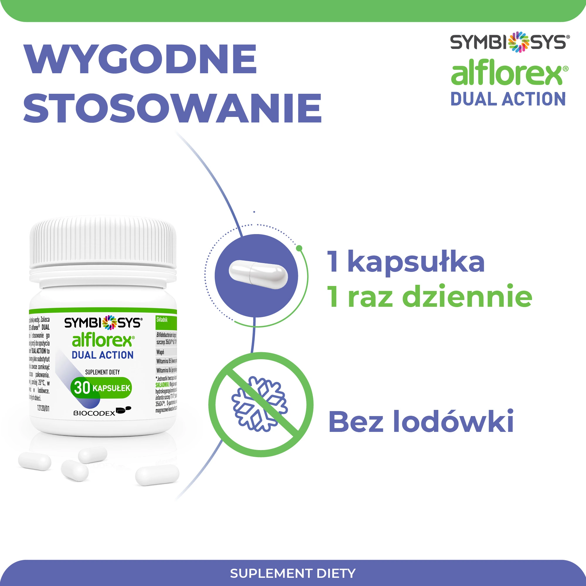 Symbiosys Alflorex Dual Action, probiotyk, kapsułki, 30 sztuk