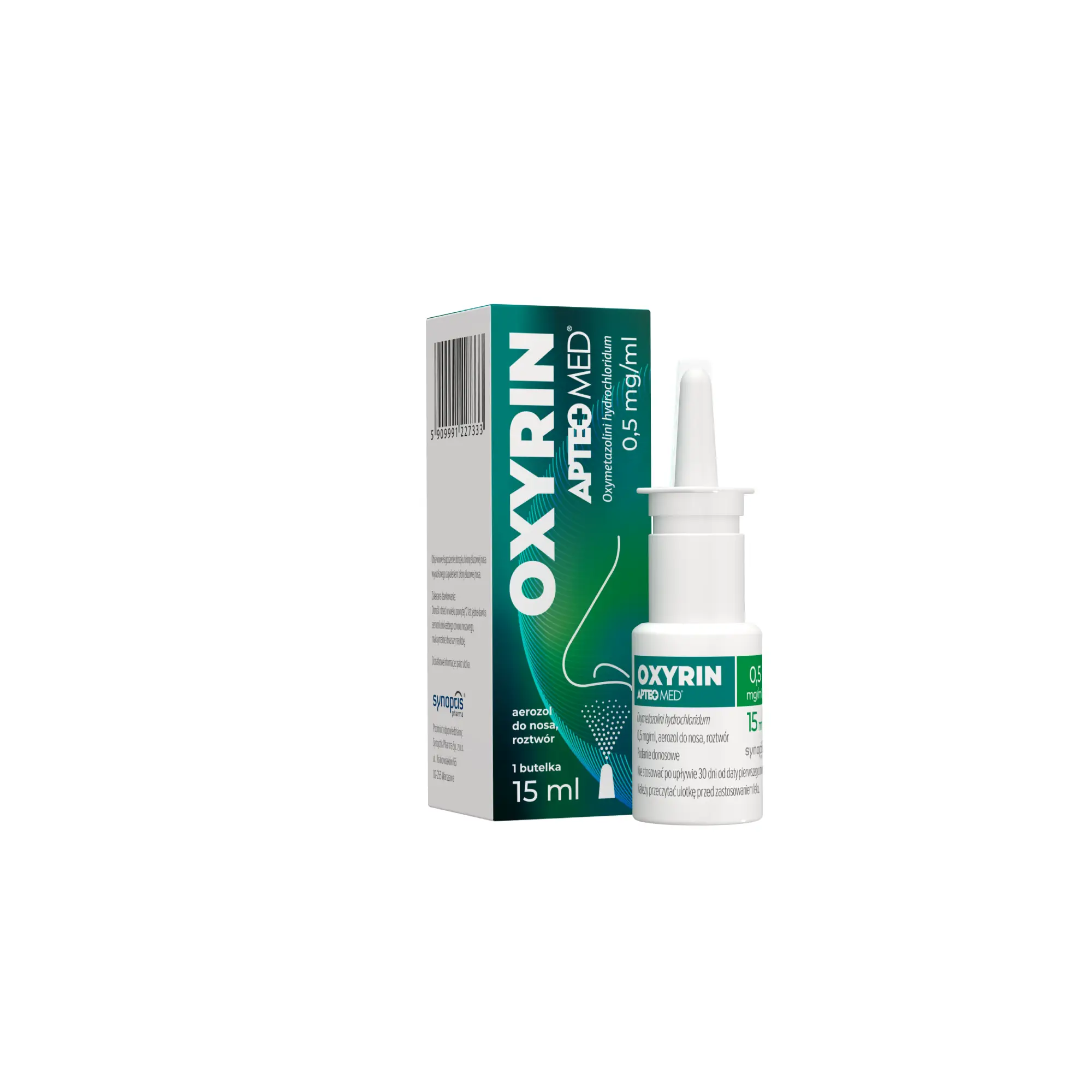 Oxyrin Apteo Med, 0,5 mg/ml aerozol do nosa, roztwór, 15 ml zdjęcie