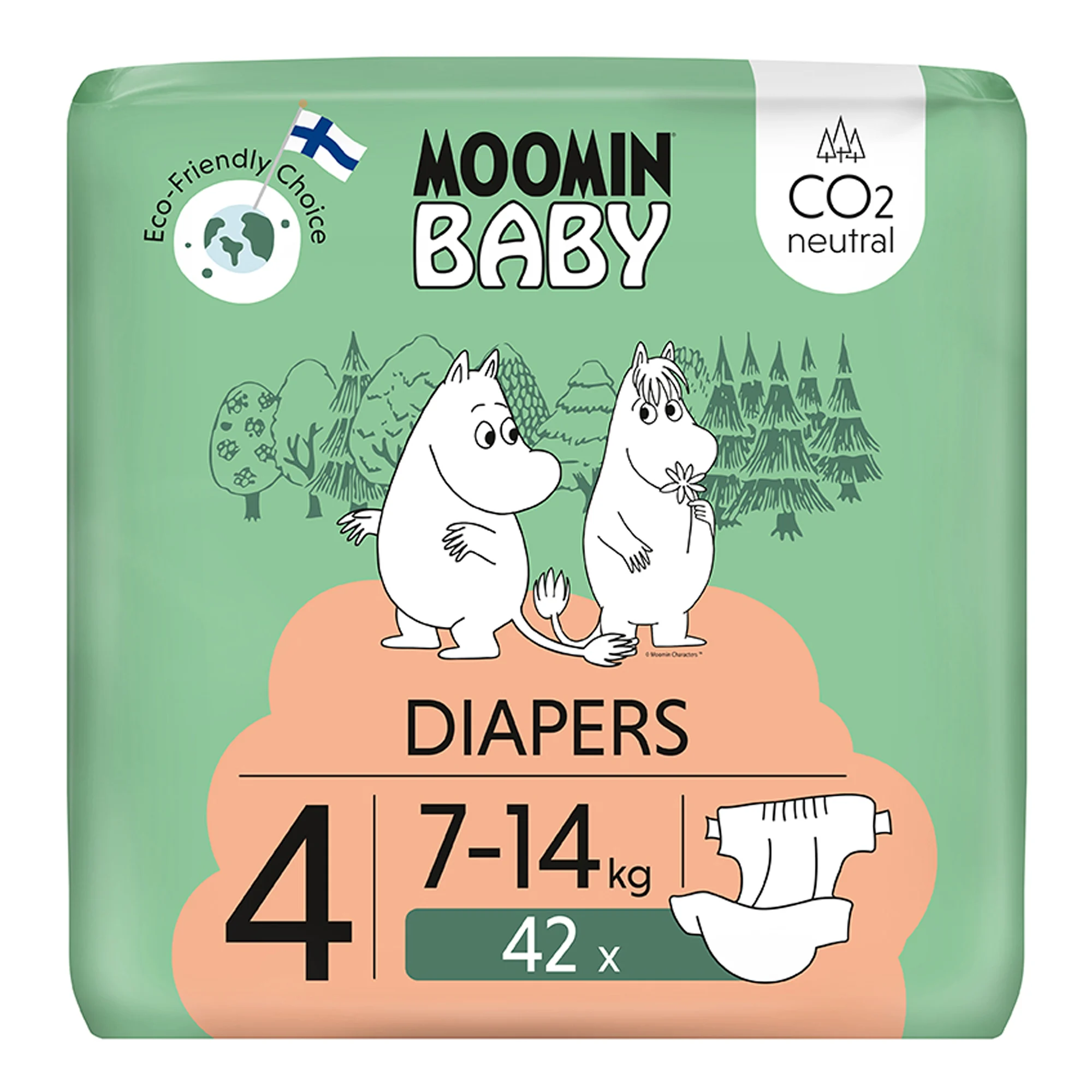 MOOMIN Baby Pieluszki 4 MAXI 7-14 kg 42 sztuki