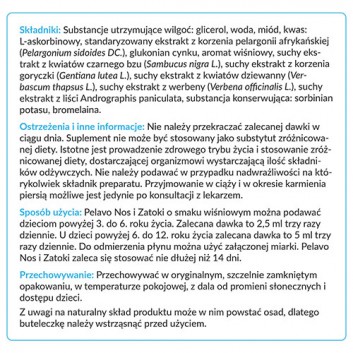 Pelavo Nos i Zatoki syrop dla dzieci 3+ o smaku wiśniowym 120 ml
