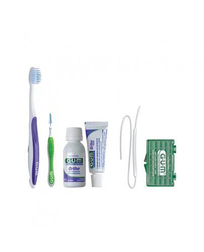 Sunstar Gum Zestaw Ortodontyczny Ortho Pasta, 12 ml + Płyn do płukania, 30 ml + Szczoteczka do zębów, 1 szt. + Wosk, 1 szt. + Nić, 5 szt. + Szczoteczka międzyzębowa Trav Ler, 1 szt. + Szczoteczki międzyzębowe Soft Picks, 2 szt. zdjęcie
