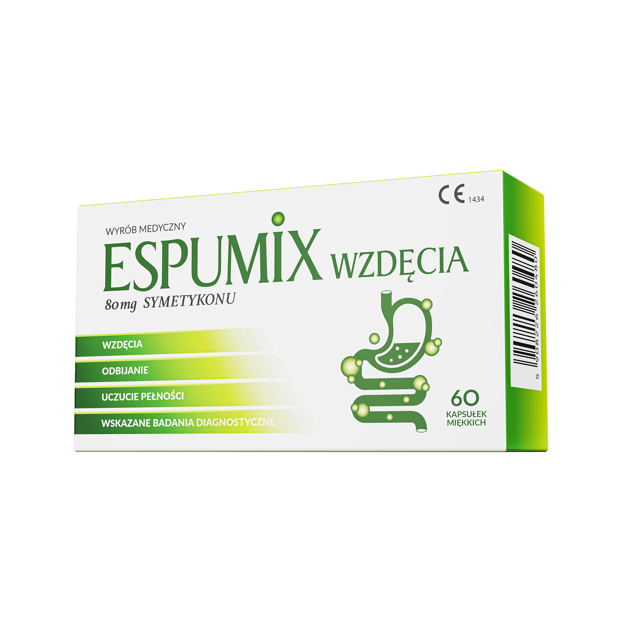 Espumix Wzdęcia 80 mg symetykonu, kapsułki, 60 sztuk