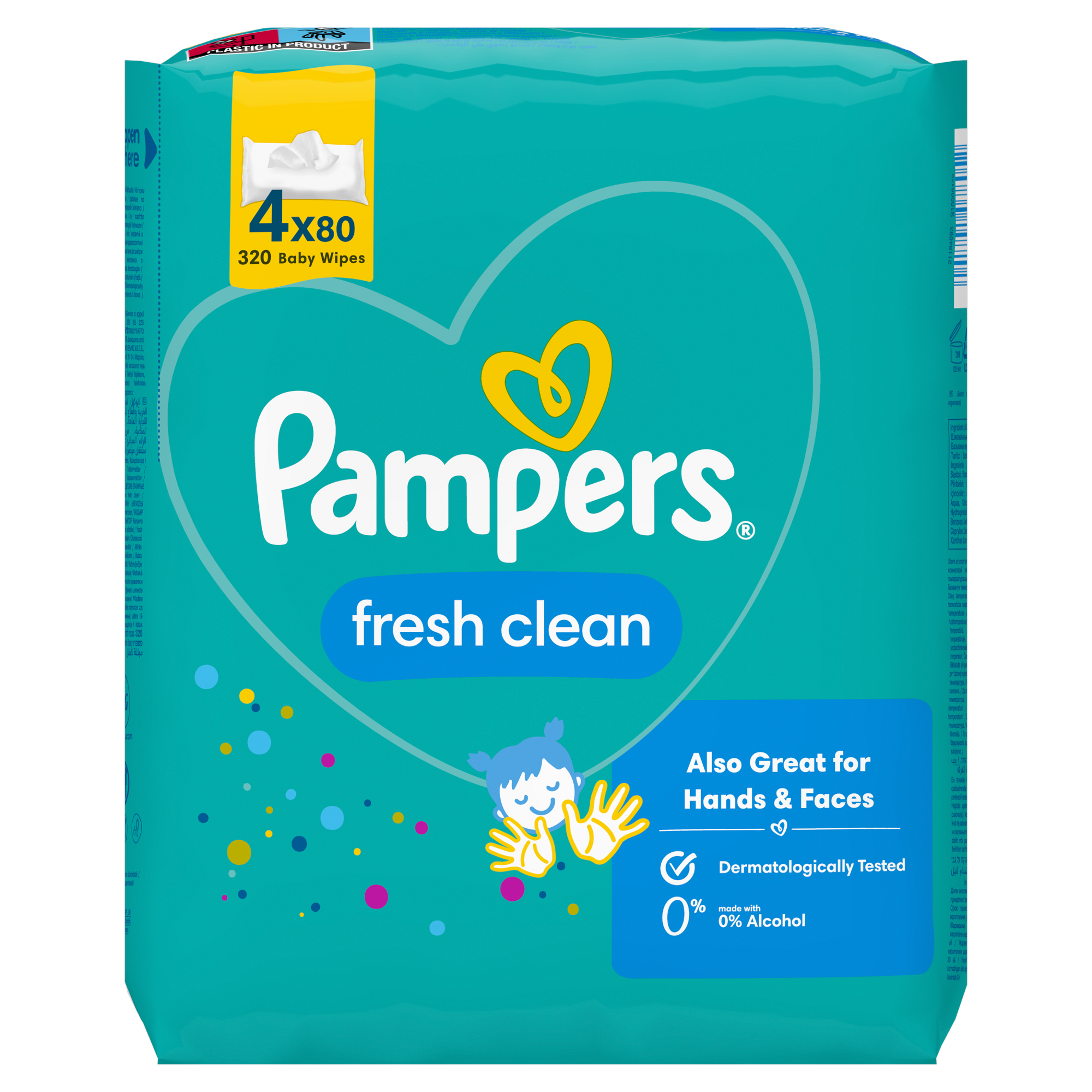 Pampers Fresh Clean chusteczki nawilżane dla niemowląt 4x 80 sztuk zdjęcie