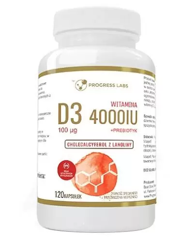 Progress Labs Witamina D3 4000 IU + Prebiotyk 120 kapsułek zdjęcie