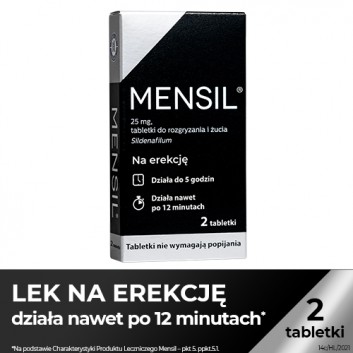 MENSIL 25mg - 2 tabl. Na problemy ze erekcją. - cena, opinie, właściwości
