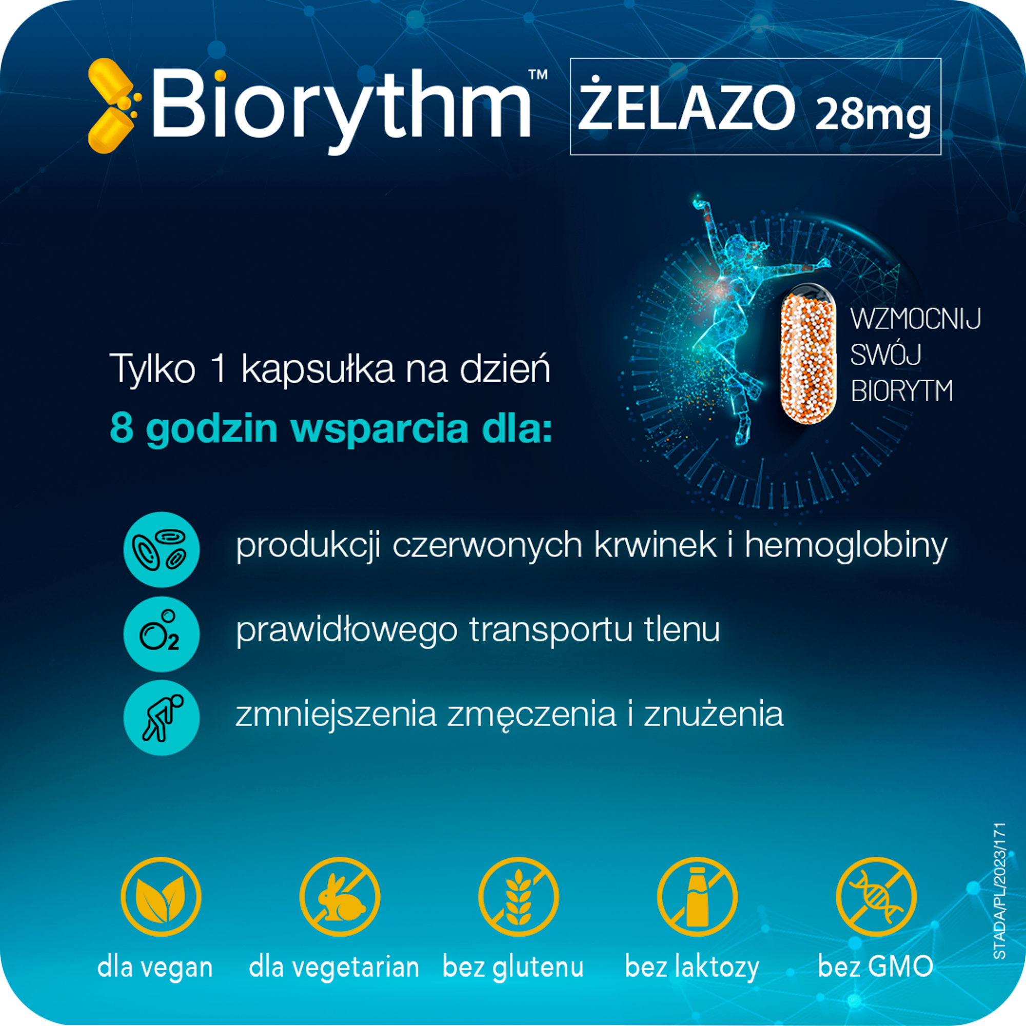 Biorythm Żelazo 28 mg, 30 kapsułek