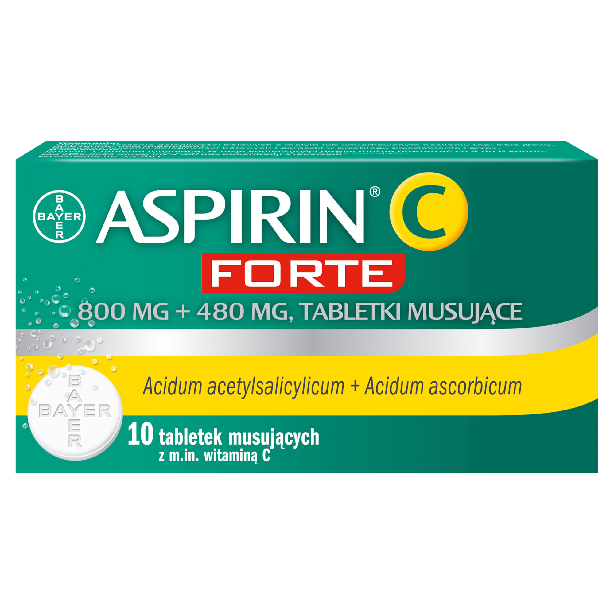 Aspirin C Forte, 800 mg + 480 mg, tabletki musujące, 10 sztuk zdjęcie