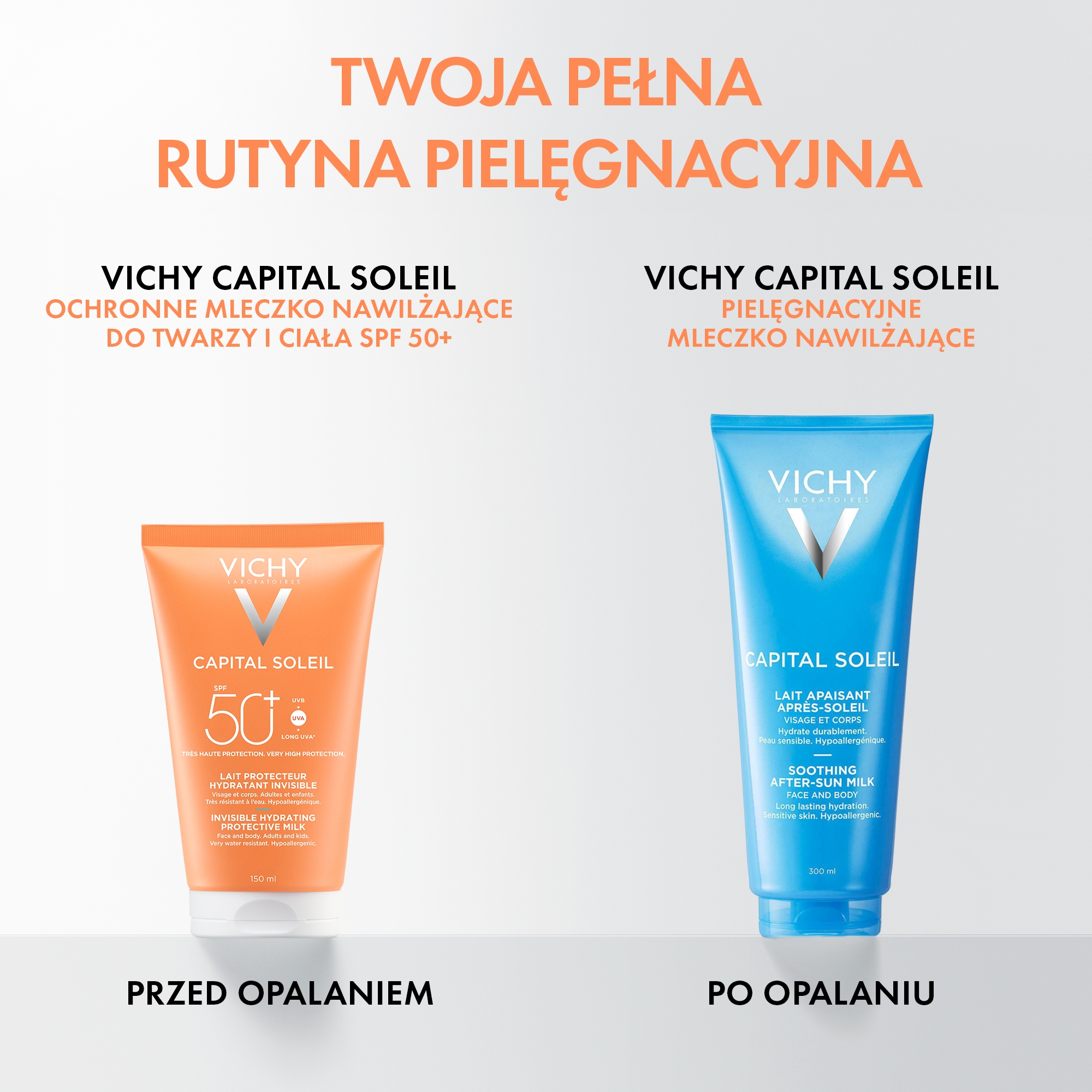 Vichy Capital Soleil, nawilżające mleczko ochronne do ciała SPF 50, 150 ml