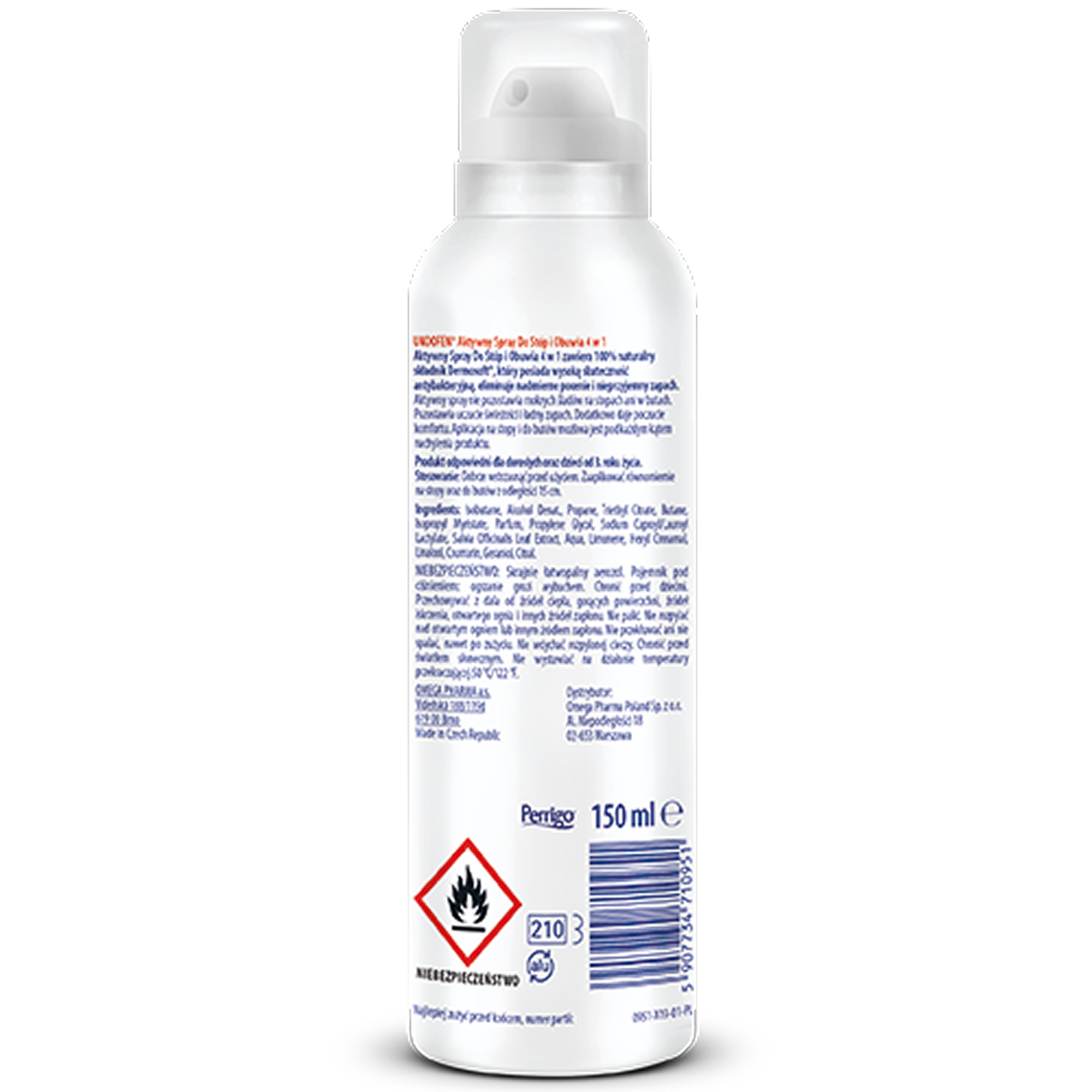 Undofen, aktywny spray do stóp i obuwia 4 w 1, 150 ml