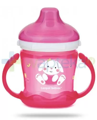 Canpol Babies Sweet fun kubek niekapek dla dzieci 9m+ różowy królik 180 ml [57/300] zdjęcie