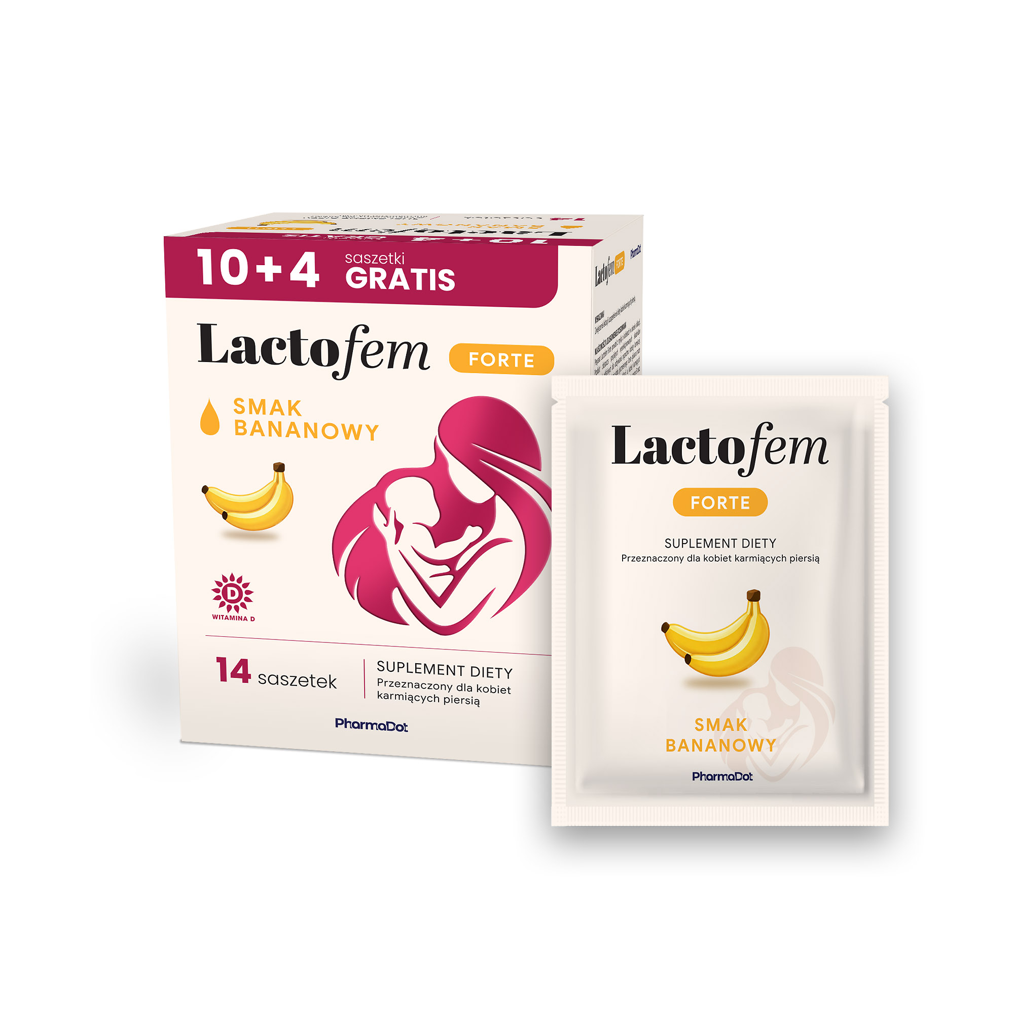 Pharma Dot, Lactofem Forte smak bananowy, 14 saszetek