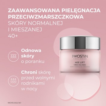 Iwostin Age Lift Krem na noc dla cery mieszanej, 50 ml, cena, opinie, skład