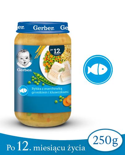 GERBER JUNIOR Obiadek rybka z marchewką, groszkiem i kluseczkami po 12 miesiącu - 250 g zdjęcie