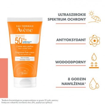 Avene krem przeciwsłoneczny bez zapachu SPF50+ bardzo wysoka ochrona 50 ml