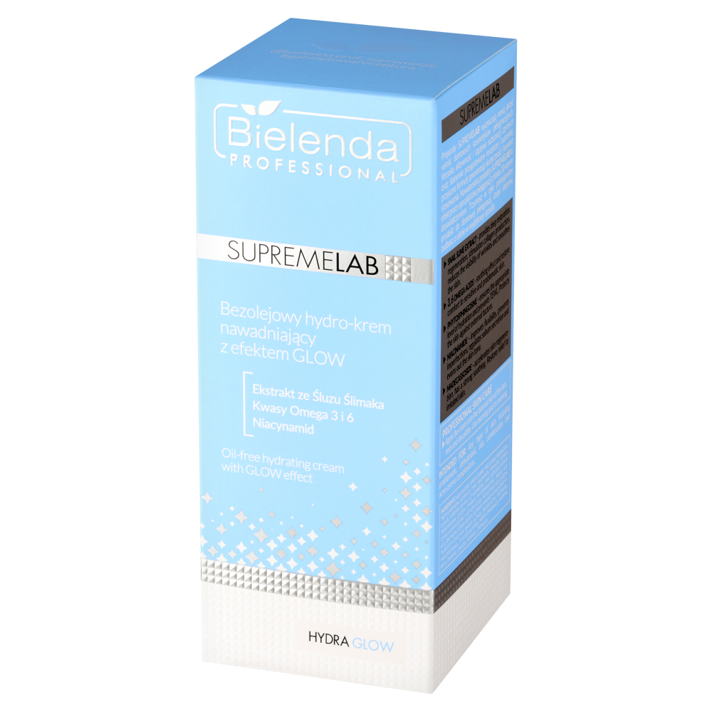 Bielenda Professional Supremelab Hydra Glow, bezolejowy hydro-krem nawadniający z efektem glow, 50 ml