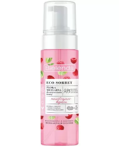 Bielenda Eco Sorbet Malina pianka micelarna do oczyszczania twarzy nawilżająco-kojąca 150 ml zdjęcie