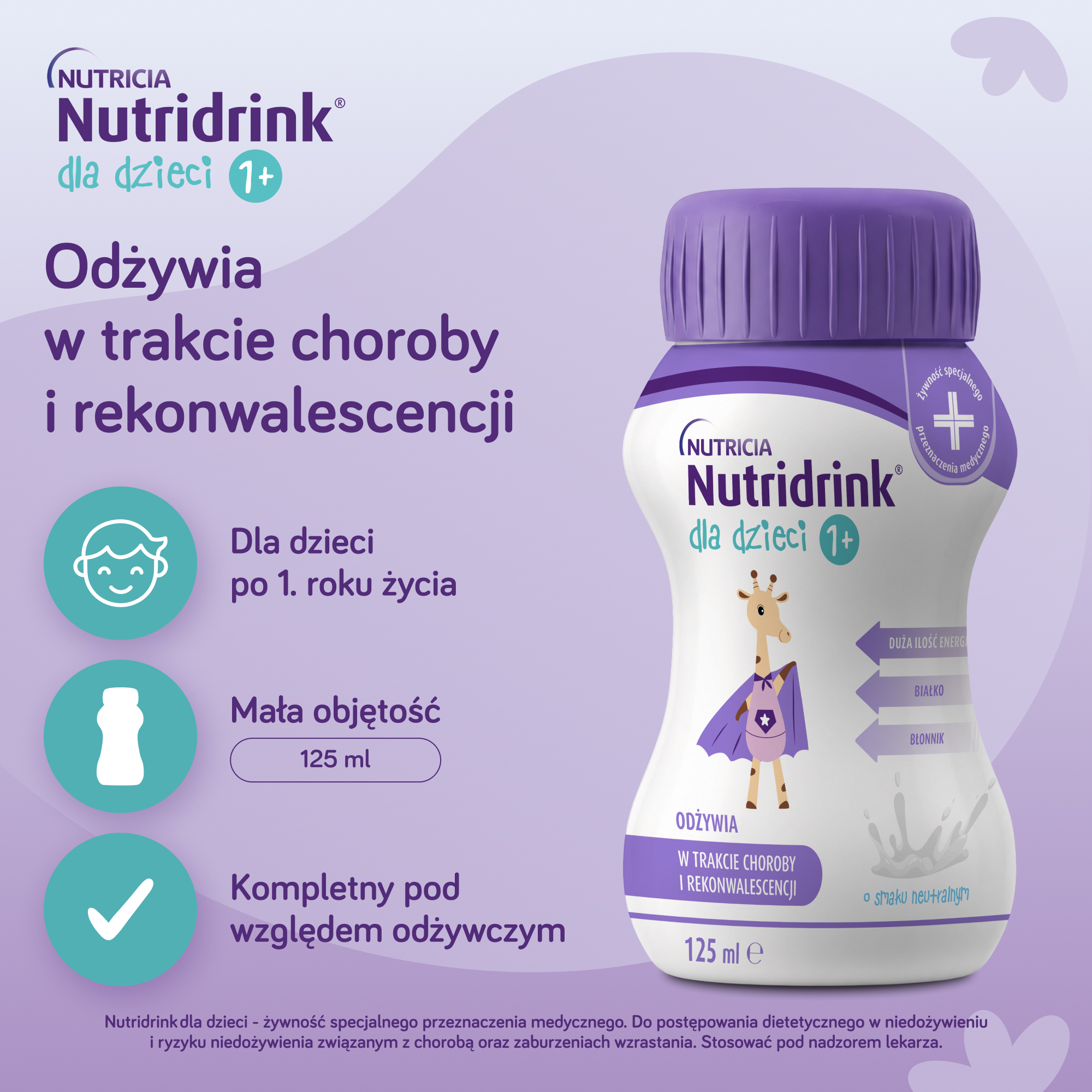 Nutridrink dla dzieci o smaku neutralnym, 4x125 ml
