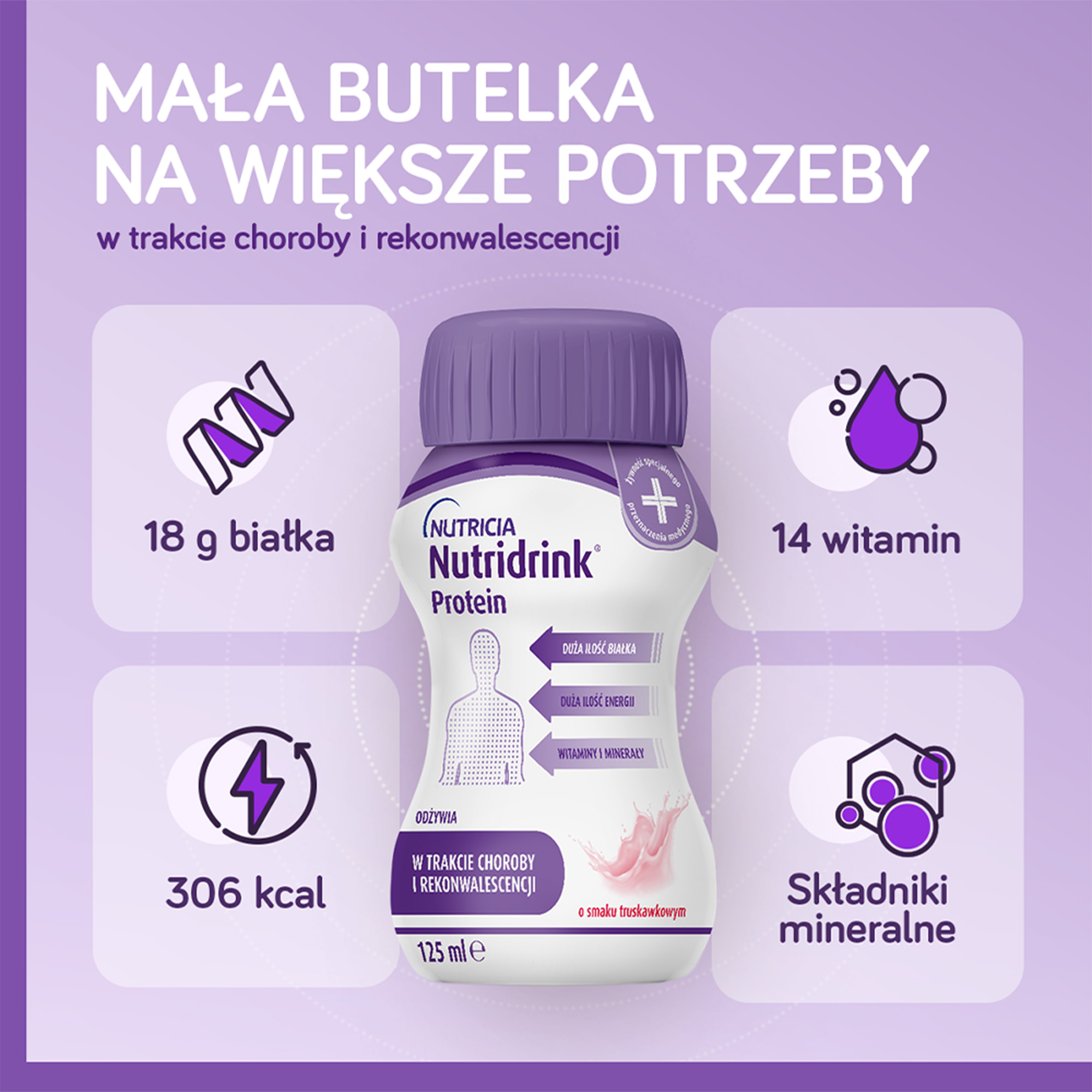 Nutridrink Protein, o smaku brzoskwinia-mango, 4 x 125 ml