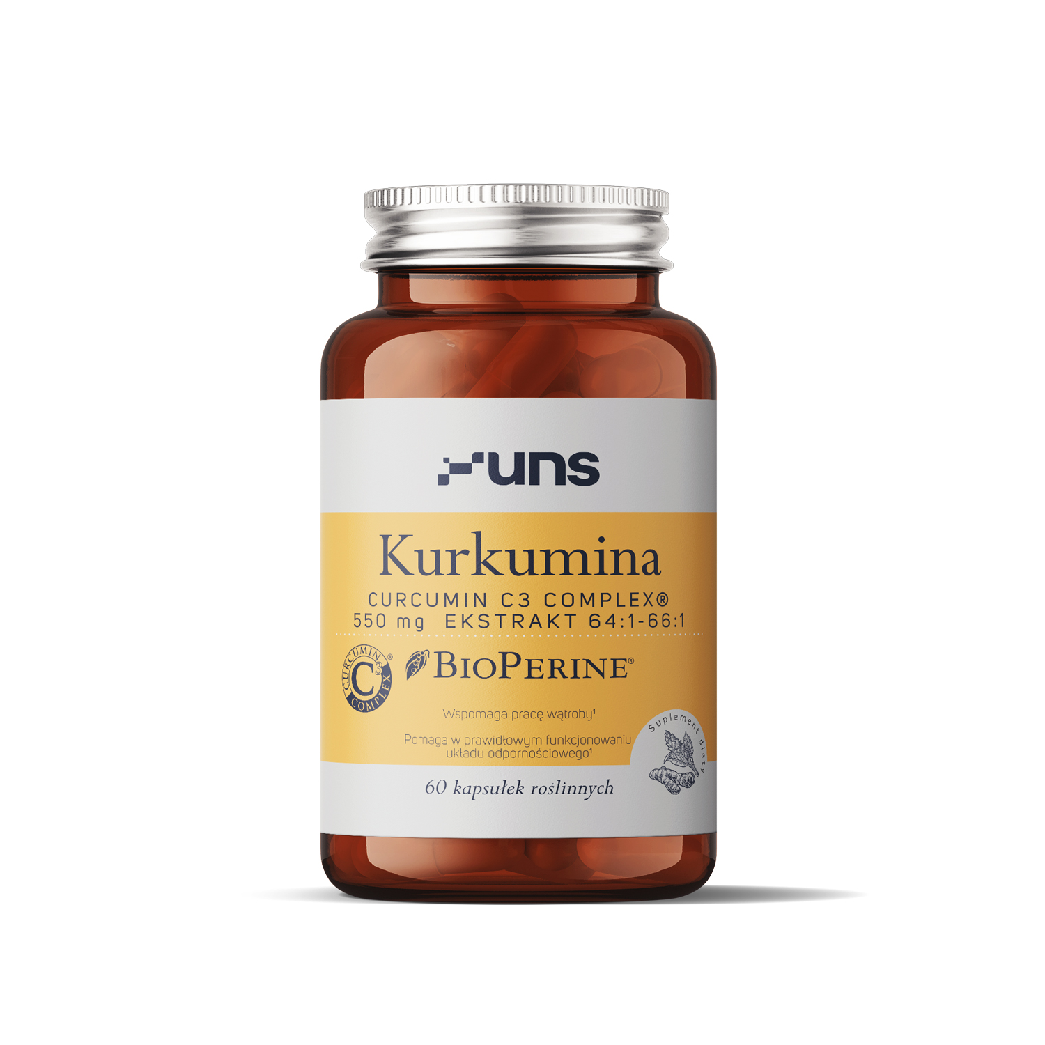 Uns Kurkumina + Bioperine, 60 kapsułek zdjęcie