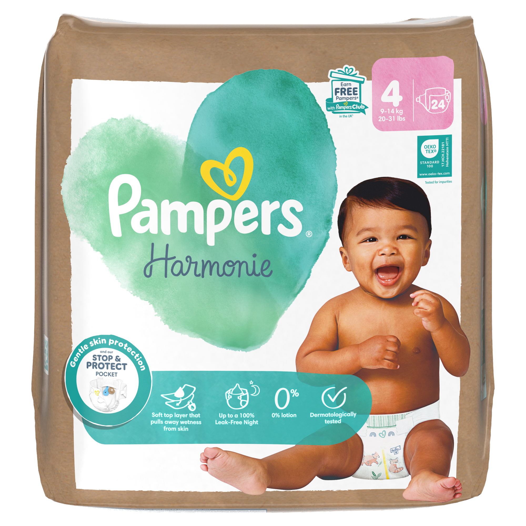 Pampers Harmonie Baby Pieluszki, rozmiar 4, 9kg-14kg, 24 sztuk zdjęcie