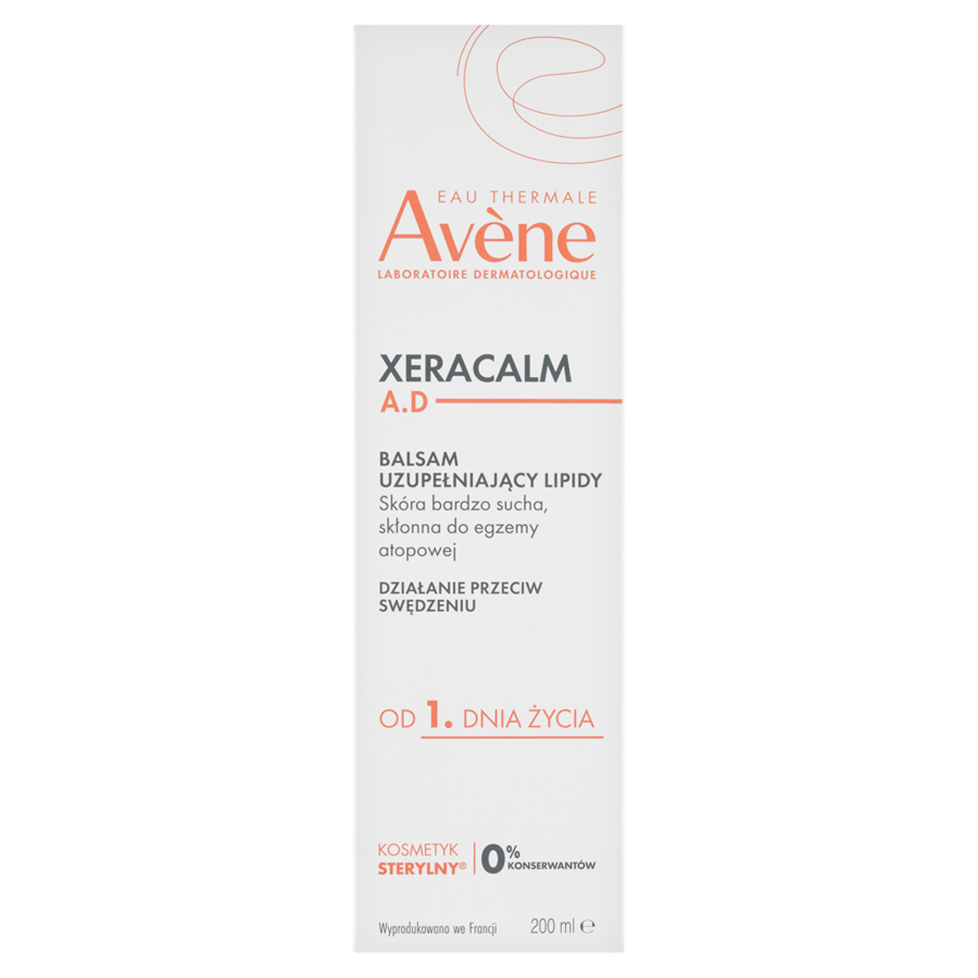 AVENE XERACALM A.D, balsam uzupełniający lipidy do twarzy i ciała, skóra bardzo sucha, atopowa i swędząca, 200 ml zdjęcie