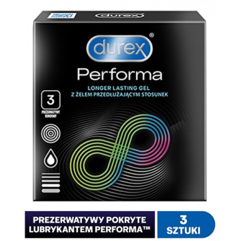 Durex Performa, prezerwatywy ze środkiem nawilżającym, 3 sztuki