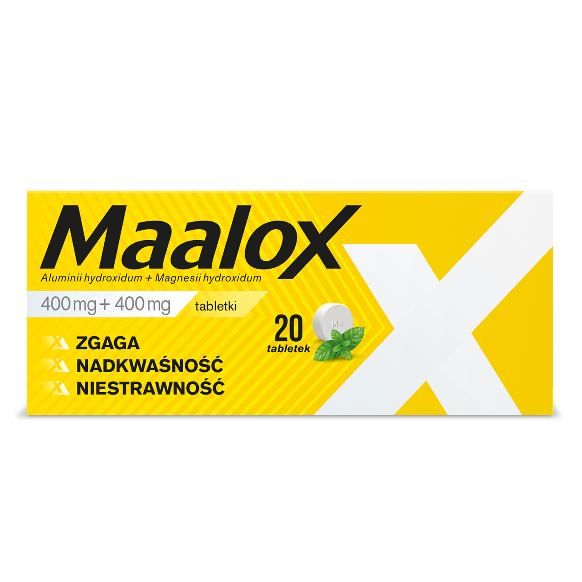 Maalox 400 mg+400 mg 20 tabletek zdjęcie