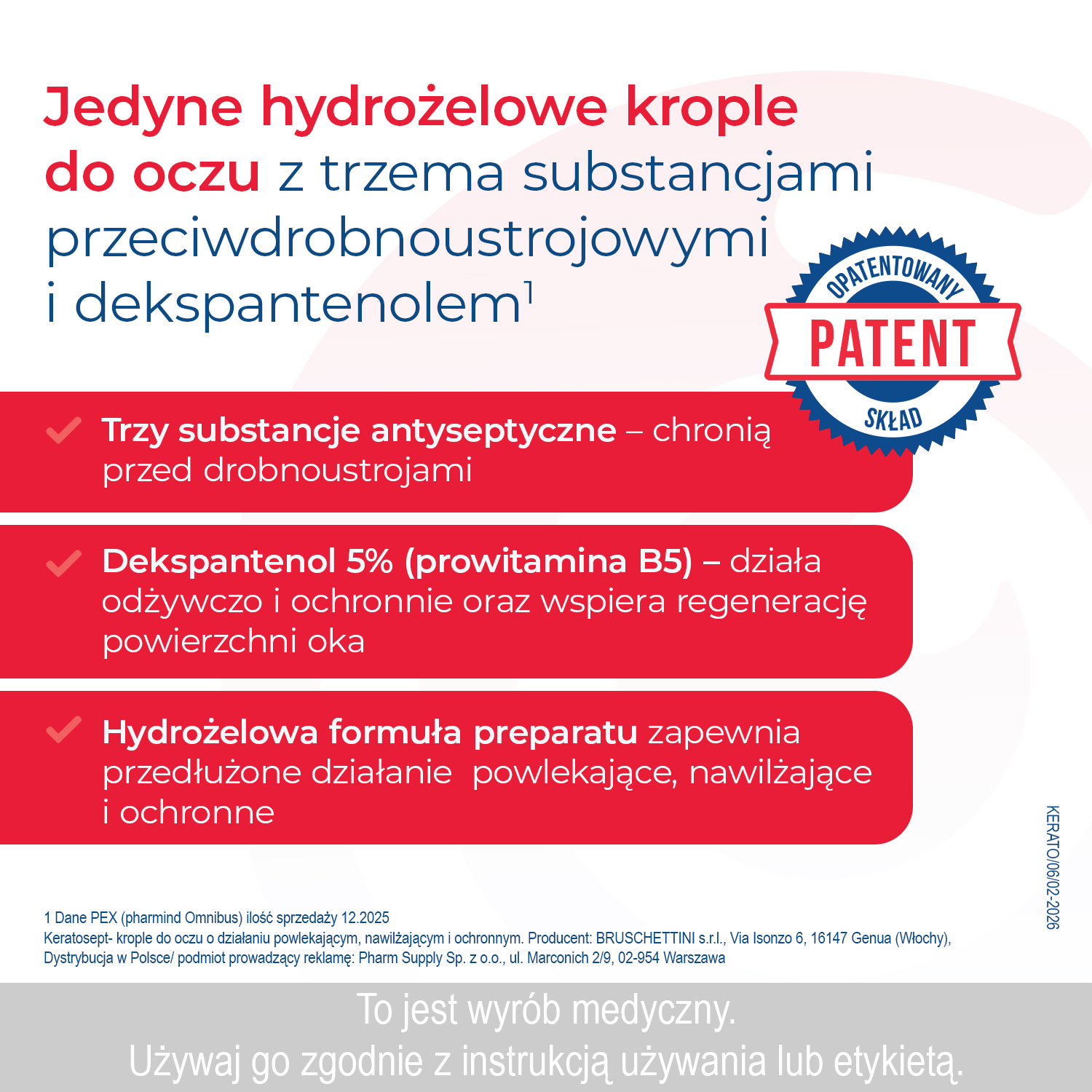 Keratosept, Jałowe krople do oczu w postaci hydrożelu, 10 ml