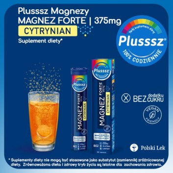 Plusssz Magnez Forte Cytrynian smak pomarańcza-marakuja 24 tabletek musujących