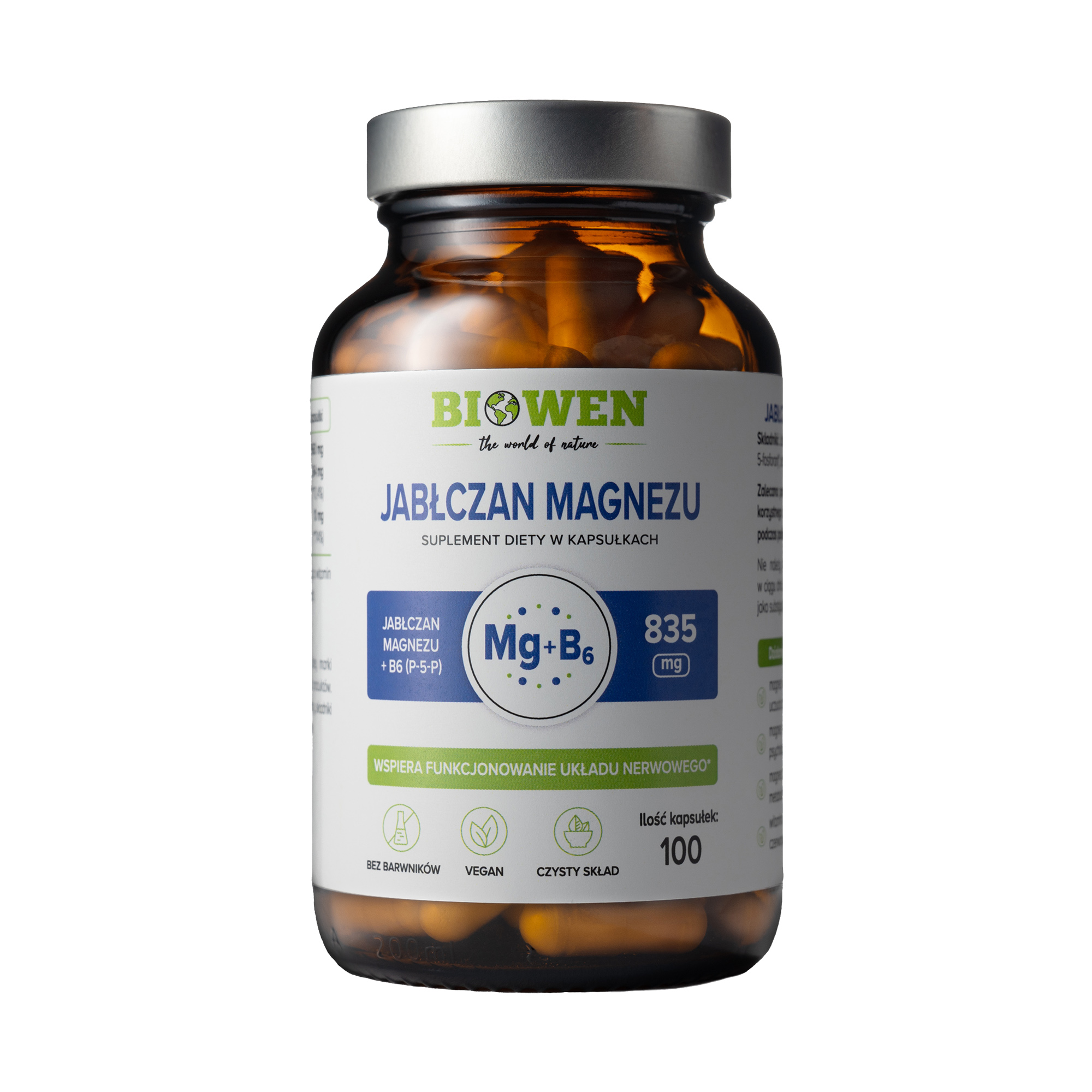 BIOWEN Jabłczan Magnezu, 100 kapsułek zdjęcie