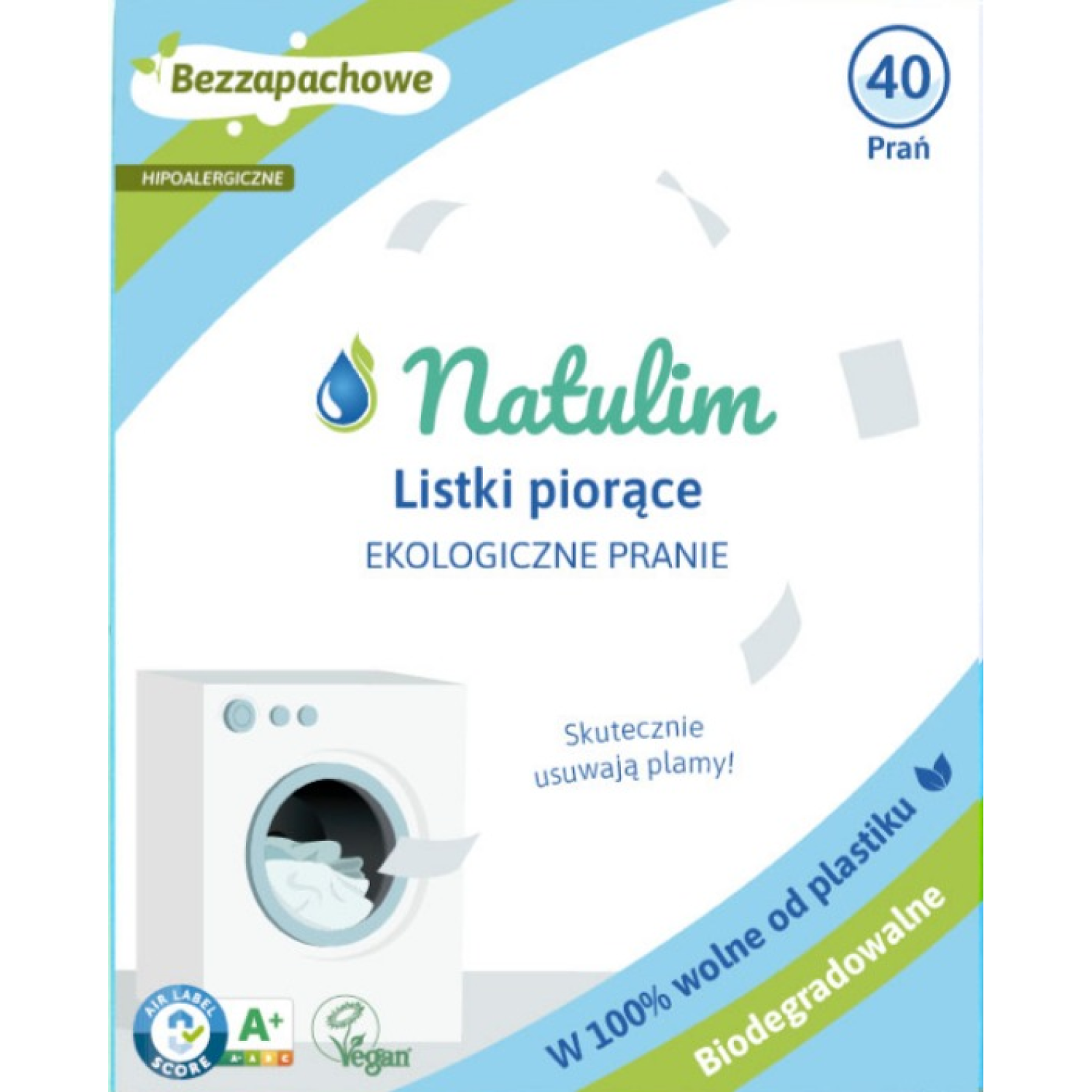 Natulim Eko listki do prania bezzapachowe, 40 sztuk