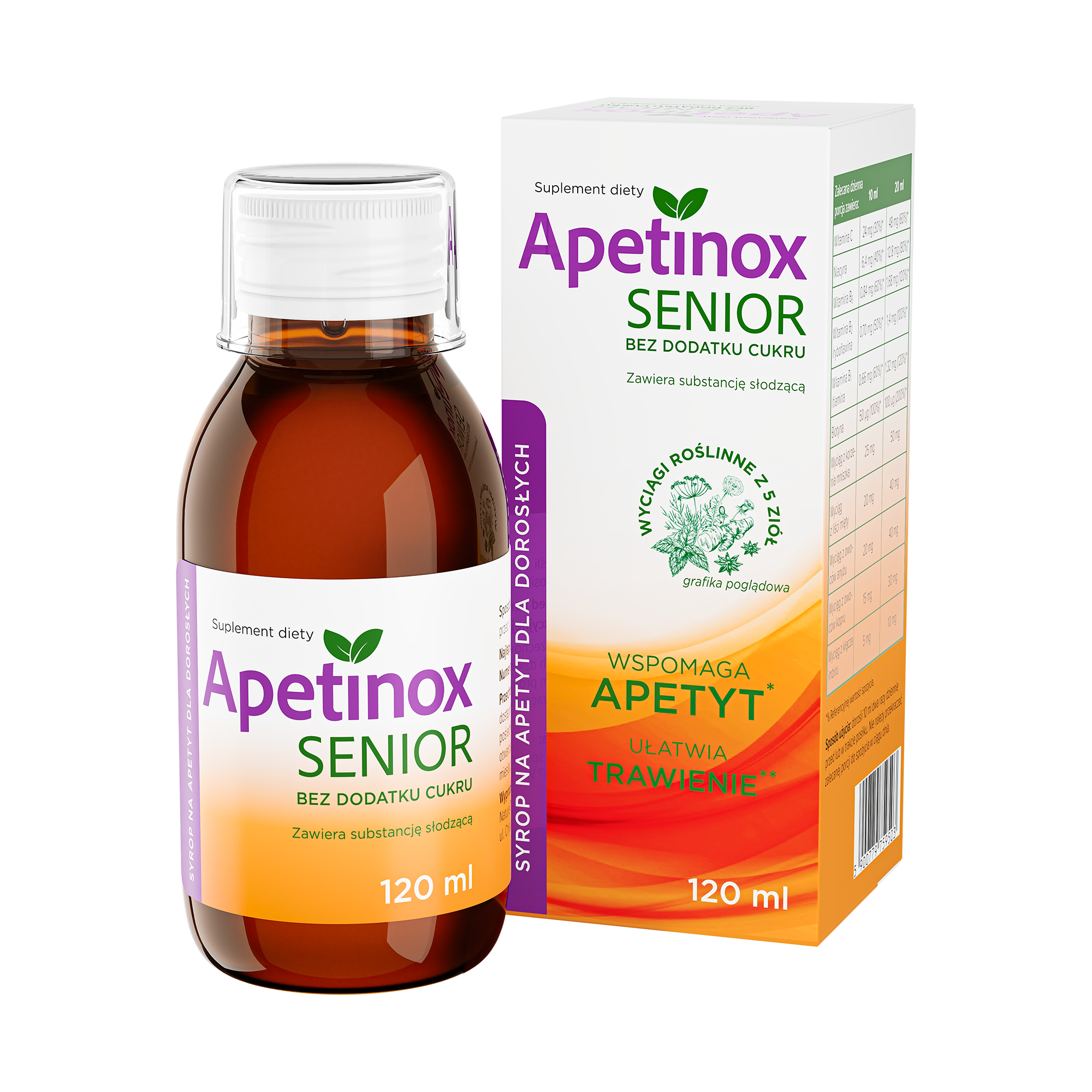 Apetinox Senior bez dodatku cukru, 120 ml