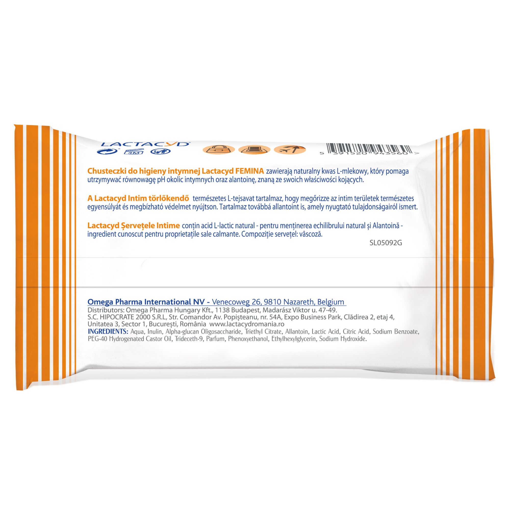 LACTACYD FEMINA Chusteczki do higieny intymnej - 15 szt.